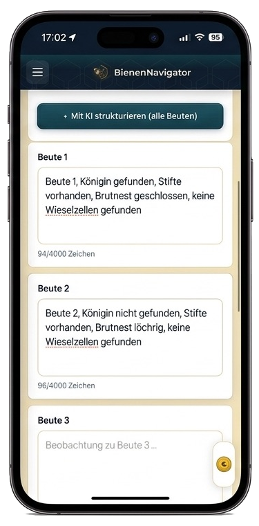 Handy mit Bienennavigator