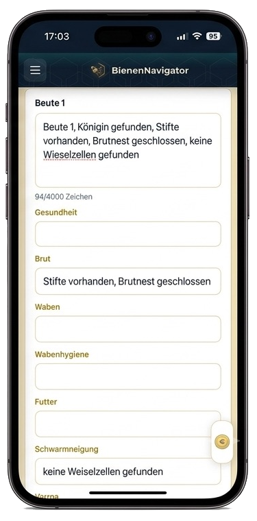 Handy mit Bienennavigator